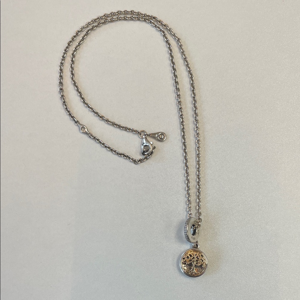 Pandora Silver and Gold Tree Pendant Necklace